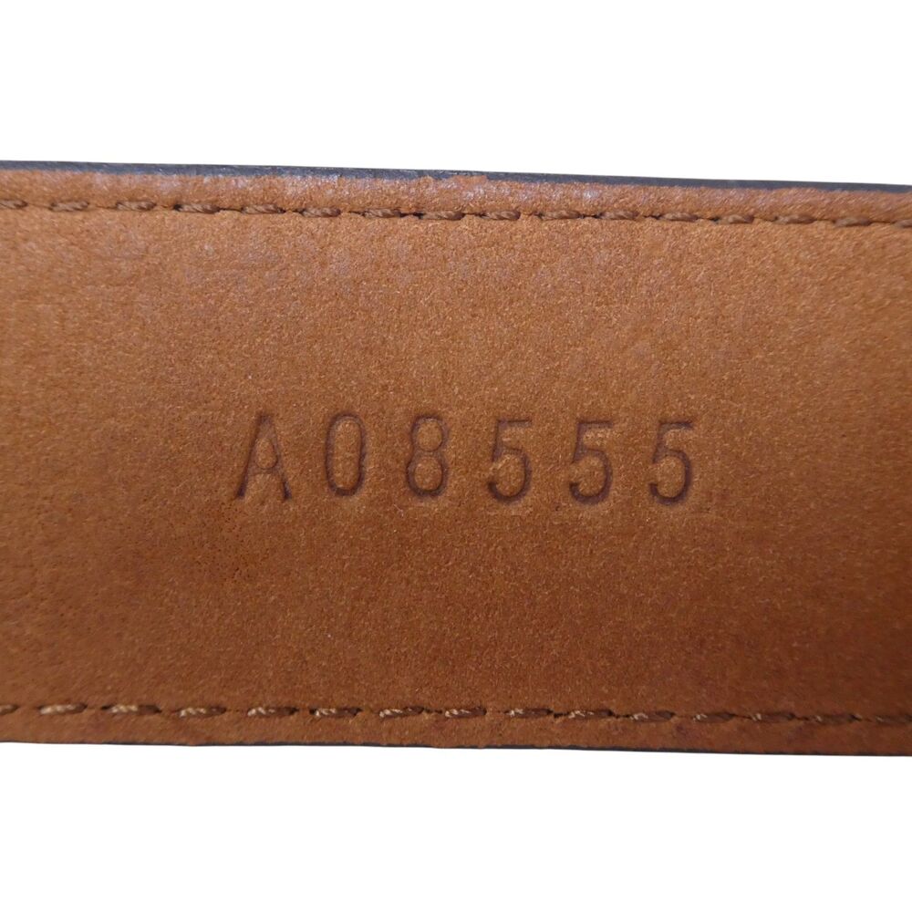 Cole Haan Brown Leather Sold Brass Buckle Mens Belt - Picture 9 of 11